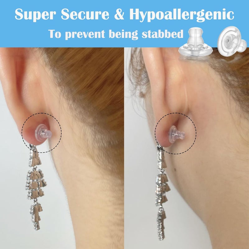 Moconar Silicone Earring Backs, 18K Gold Silicone Earring Backs Replacements for Studs/Droopy Heavy Earrings, Hypoallergenic Soft Clear Backings for Women Men (Gold 6pcs) - Image 4